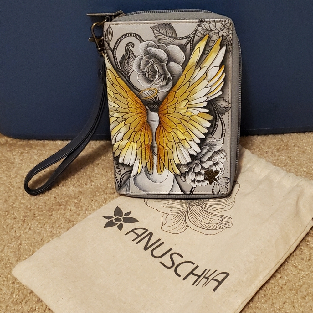 Anuschka Gray and Yellow Floral Wallet